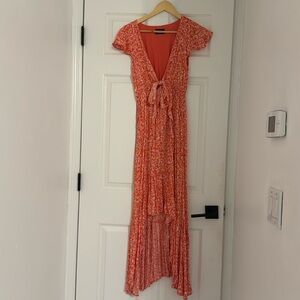VICI orange print high-low dress